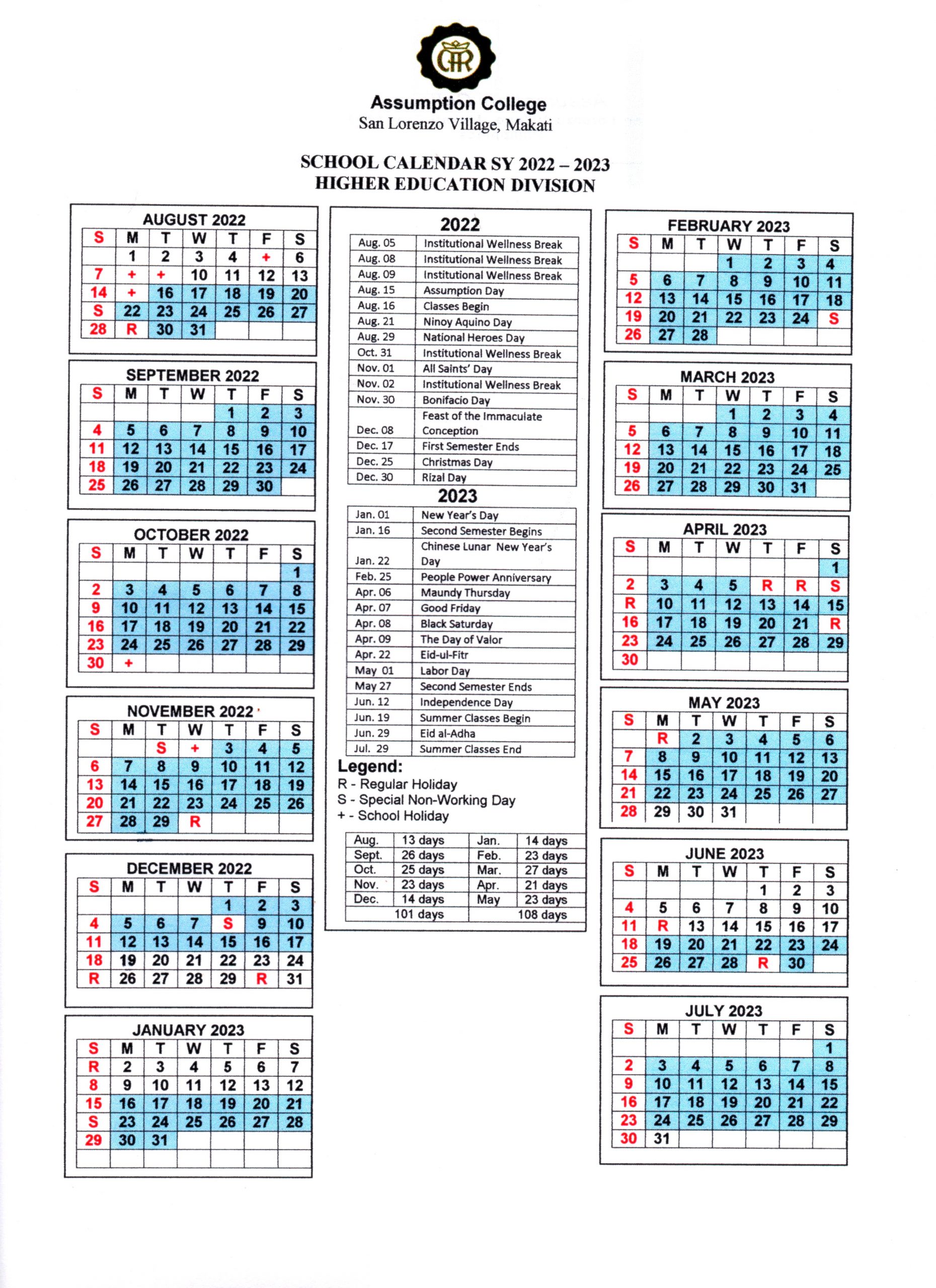 Assumption University Calendar 2025 2026